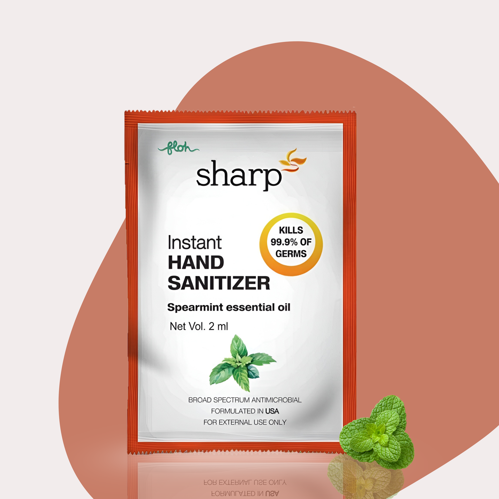 FLOH Sharp Instant Hand Sanitizer Sachet – Spearmint Essential Oil (2ml)